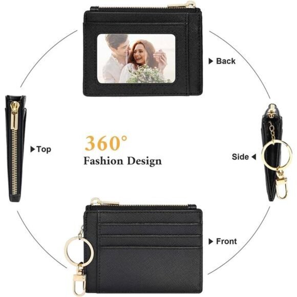 Slim Credit Card Holder Wallet for Women with ID Window Keychain Pocket - Picture 4 of 7